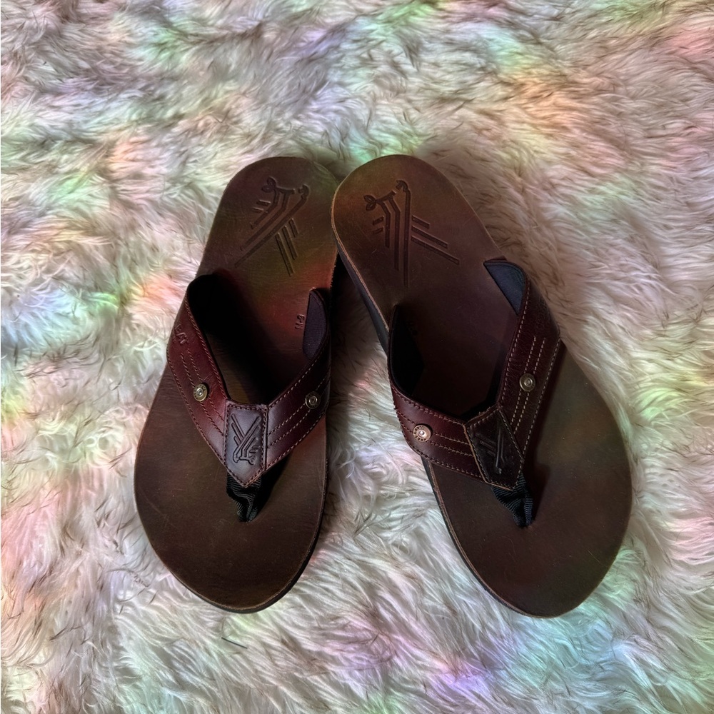 Brown Leather Flip Flops